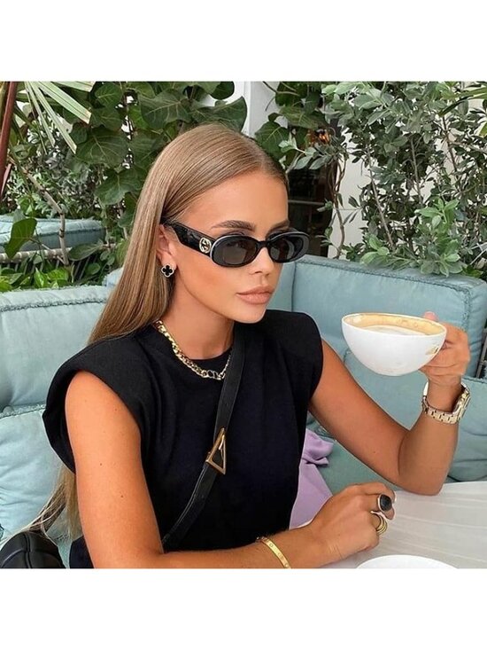 Gucci GG0517S 001 Sunglasses Black Oval Frame, Grey Lenses main image 12
